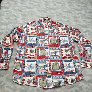 Barn Fly Shirt Mens Medium Multicolor Long Sleeve Button-Up